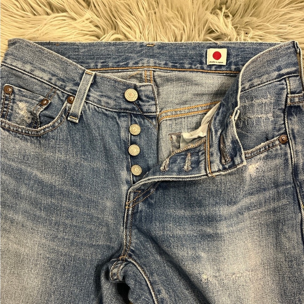 Levi's Light Blue Distressed Boyfriend Jeans made in Japan